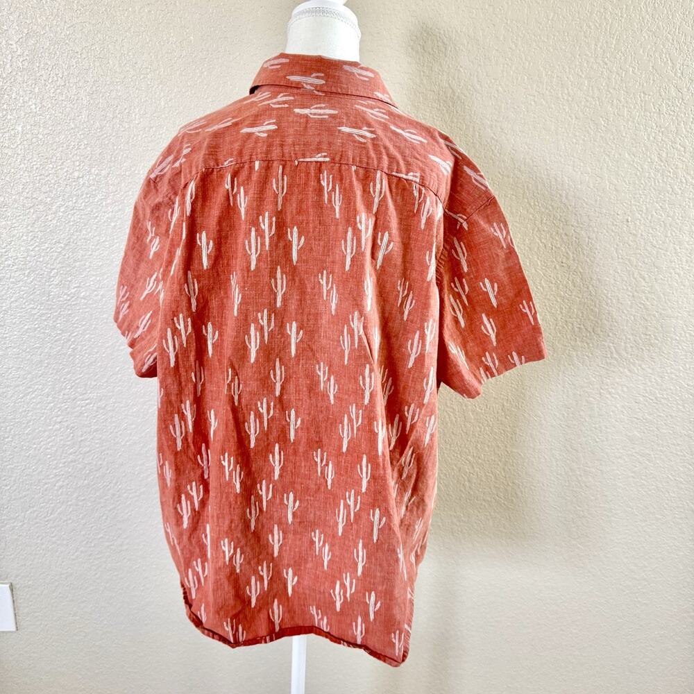 Goodfellow Shirt Men XXL Cactus Terracotta Button Northrop Western Short Sleeve - Picture 6 of 13